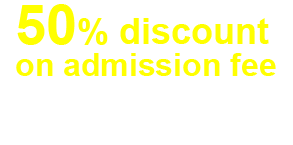 50% discount on admission fee In addition